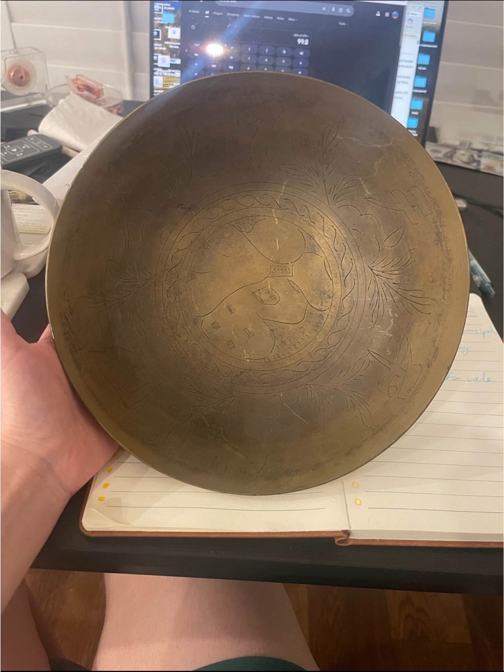 Vintage Chinese Brass Decorative Bowl / Plate.